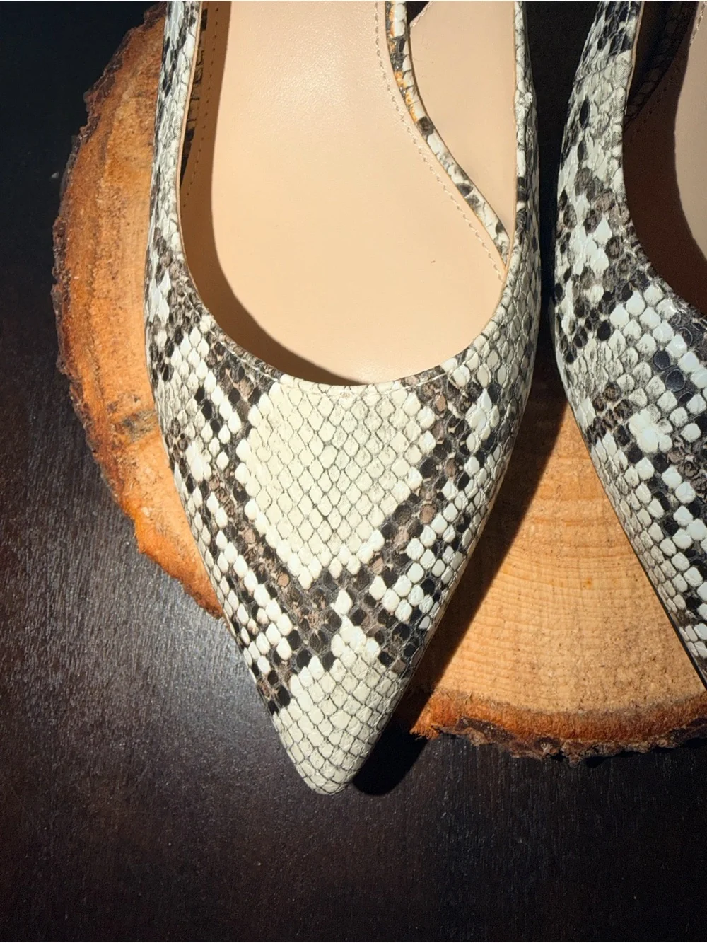 Nine West Snakeskin Slingback Kitten Heels - Pointed Toe - NWOT Size 9